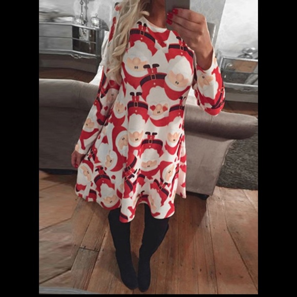 Rosegal Dresses & Skirts - Sz M/L Festive Christmas Santa Print Swing Dress